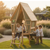 Дитячий будиночок EXIT Yuki 350 з гіркою та кухнею з кипариса